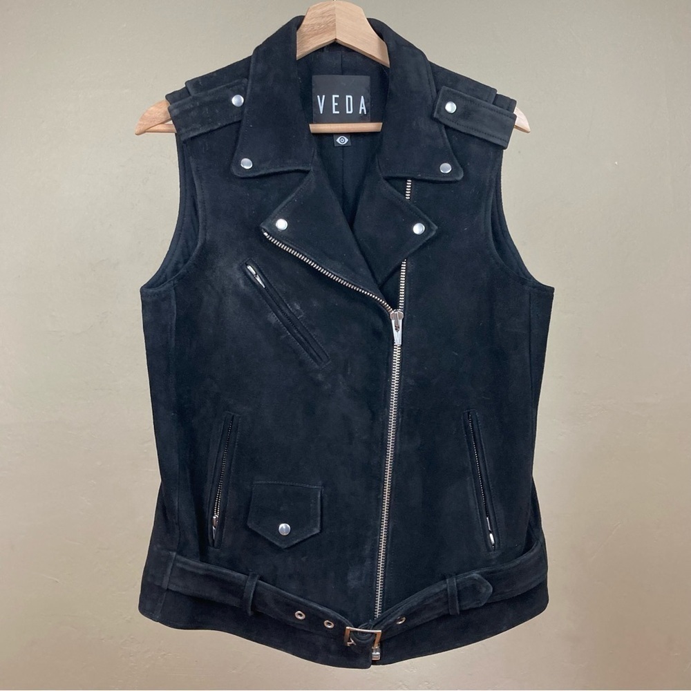 VEDA Goat Suede Moto Vest